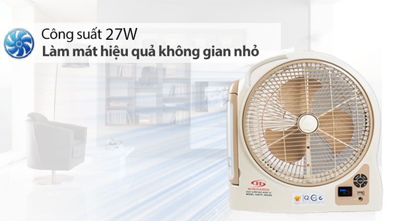 Quạt sạc tích điện Honjianda HJD-FL 323LED (2 Bình 6V5Ah) - Hàng chính hãng