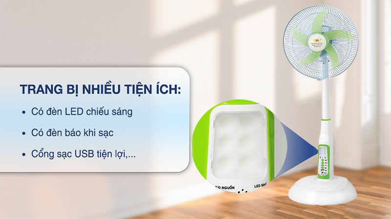 Quạt sạc tích điện Honjianda HJD-FL601 (Bình 12V-7.5Ah) - Hàng chính hãng