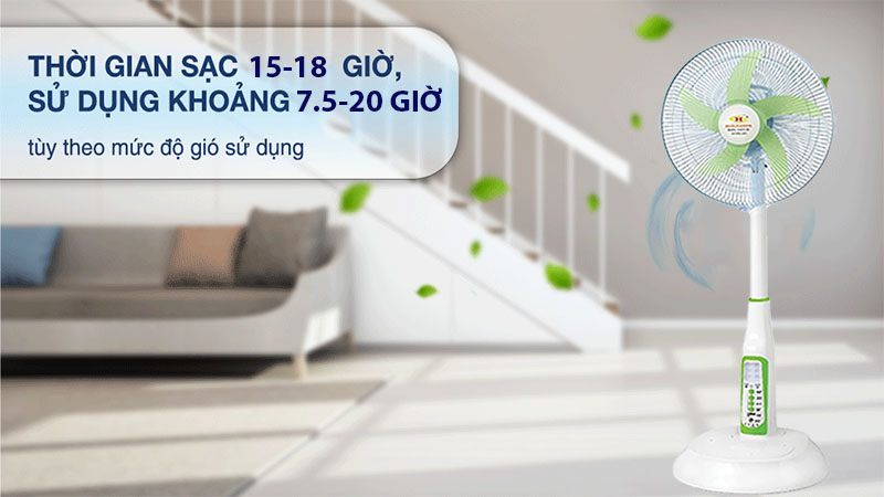 Quạt sạc tích điện Honjianda HJD-FL601 (Bình 12V-7.5Ah) - Hàng chính hãng