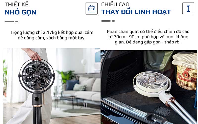 Thiết kế của Quạt sạc tích điện Olivo WF1
