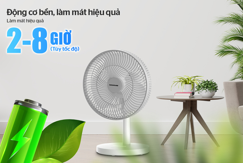 Quạt sạc điện Sunhouse SHD7115 - Hàng chính hãng