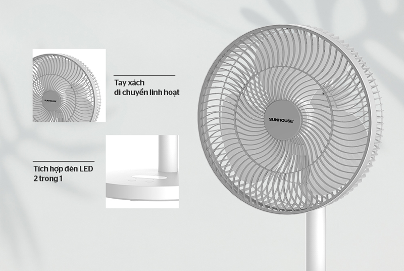 Quạt sạc điện Sunhouse SHD7115 - Hàng chính hãng