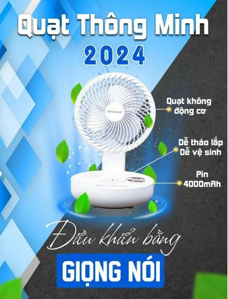 Quạt tích điện Apechome APH-Q2 - Hàng chính hãng