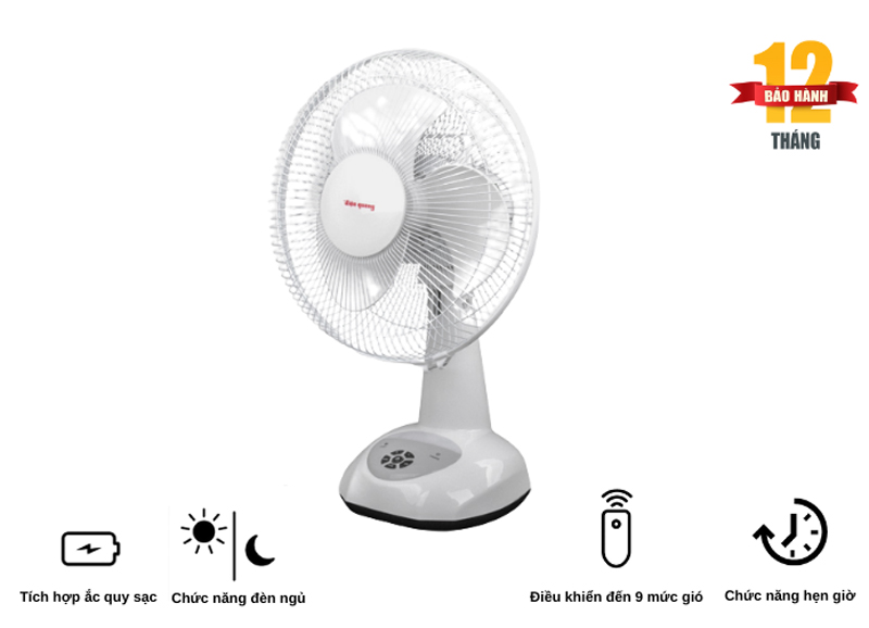 Quạt sạc tích điện Điện Quang ĐQ-RF01W - Hàng chính hãng