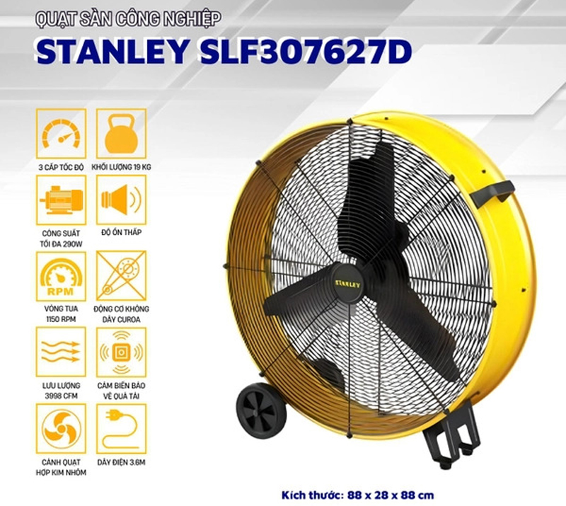 Quạt sàn công nghiệp Stanley SLF307627D - Hàng chính hãng