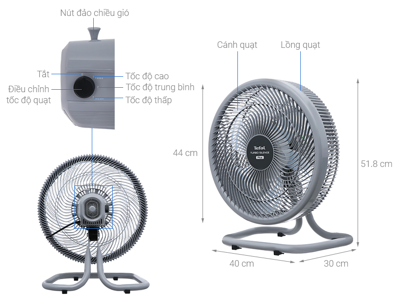 Quạt sàn Tefal turbo silence plus VH686790 - Hàng chính hãng