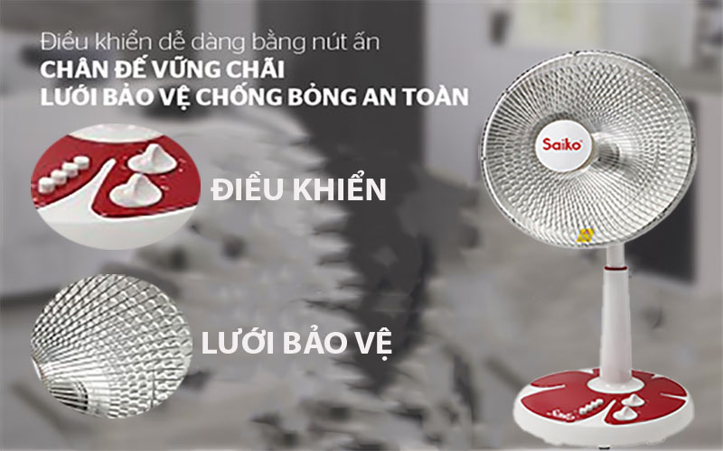 Quạt sưởi Halogen Saiko HF-801H - Hàng chính hãng