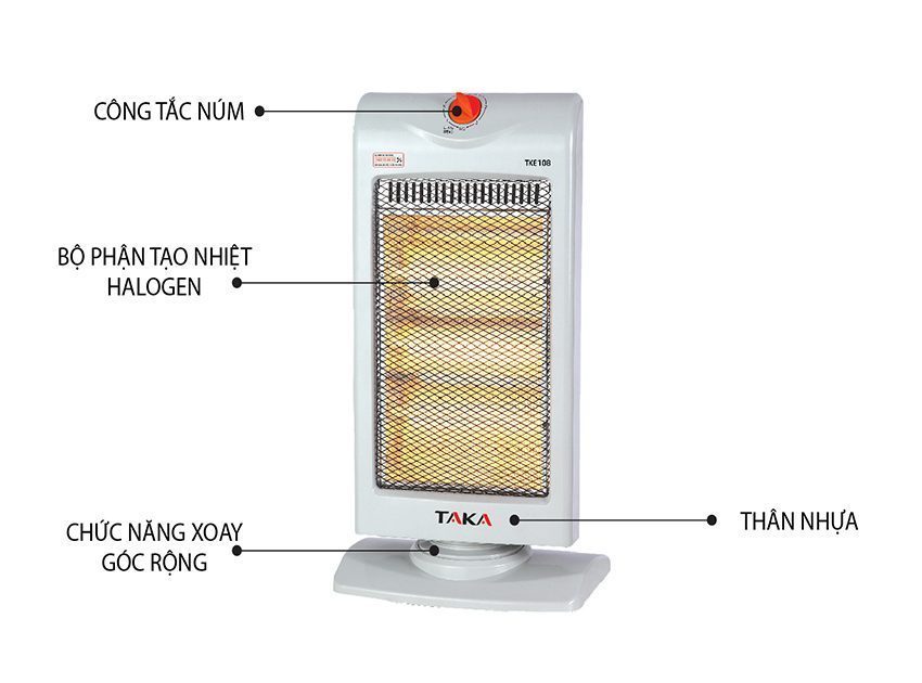 Quạt sưởi Halogen Taka TKE108 - Hàng chính hãng
