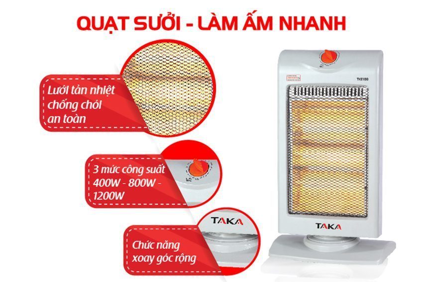 Quạt sưởi Halogen Taka TKE108 - Hàng chính hãng