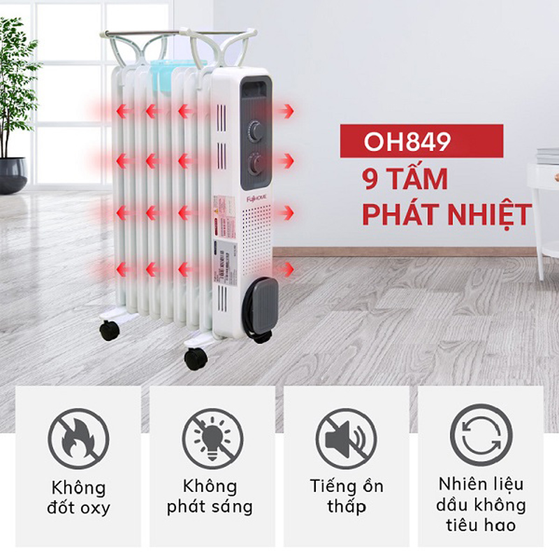 Máy sưởi dầu Fujihome OH849 - Hàng chính hãng