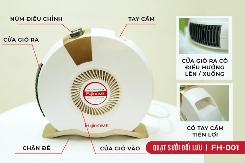 Quạt sưởi đối lưu mini Fujihome FH-001 - Hàng chính hãng