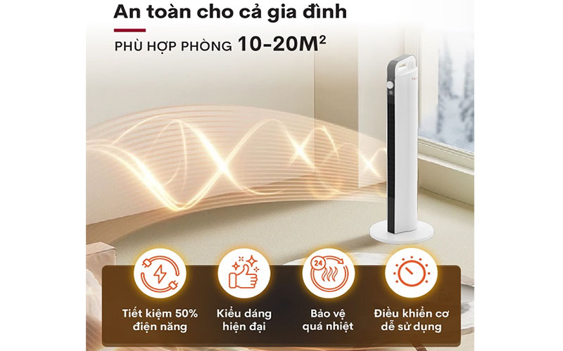 Diện tích sử dụng của Quạt sưởi gốm Ceramic để sàn FujiHome FH2000M