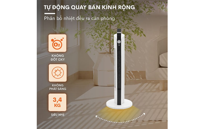Chức năng quay đảo gió của Quạt sưởi gốm Ceramic để sàn FujiHome FH2000M
