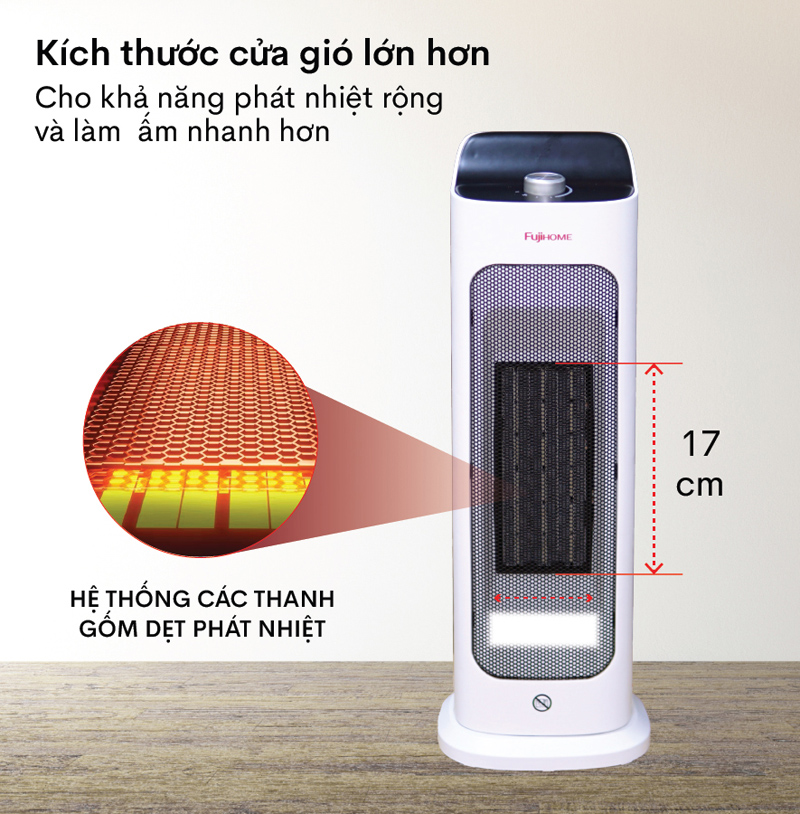Quạt sưởi gốm để bàn Fujihome FH1000 - Hàng chính hãng