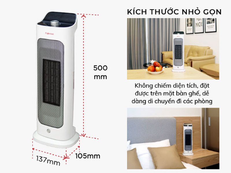 Quạt sưởi gốm để bàn Fujihome FH1000 - Hàng chính hãng