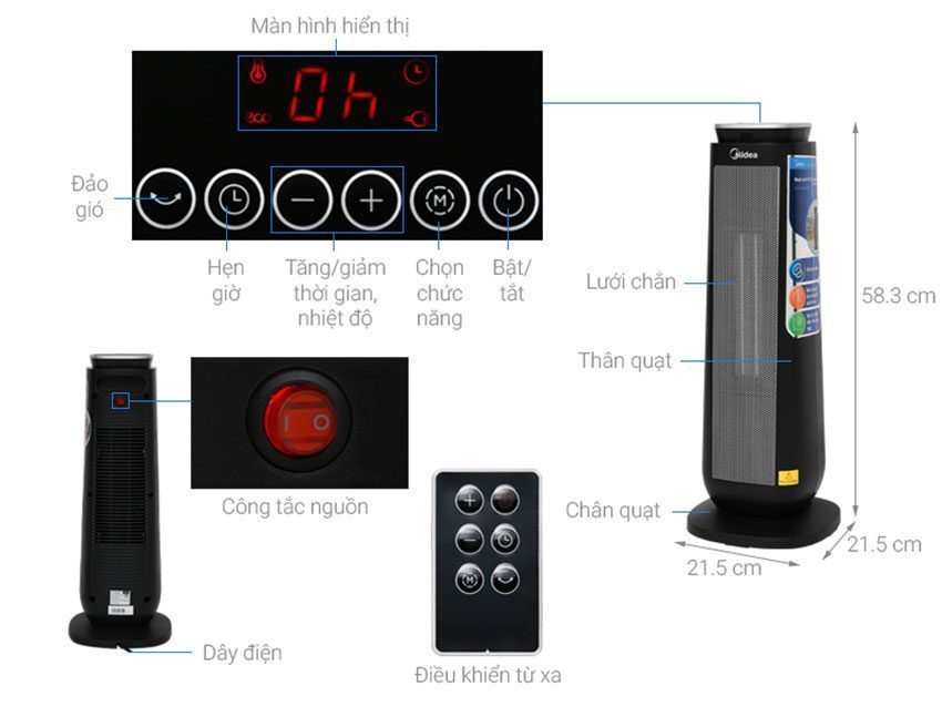 Quạt sưởi nhiệt Midea MH-P20-AR - Hàng chính hãng