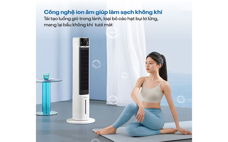Quạt tháp hơi nước tích hợp lọc không khí ion Fujihome AC-DT5E - Hàng chính hãng