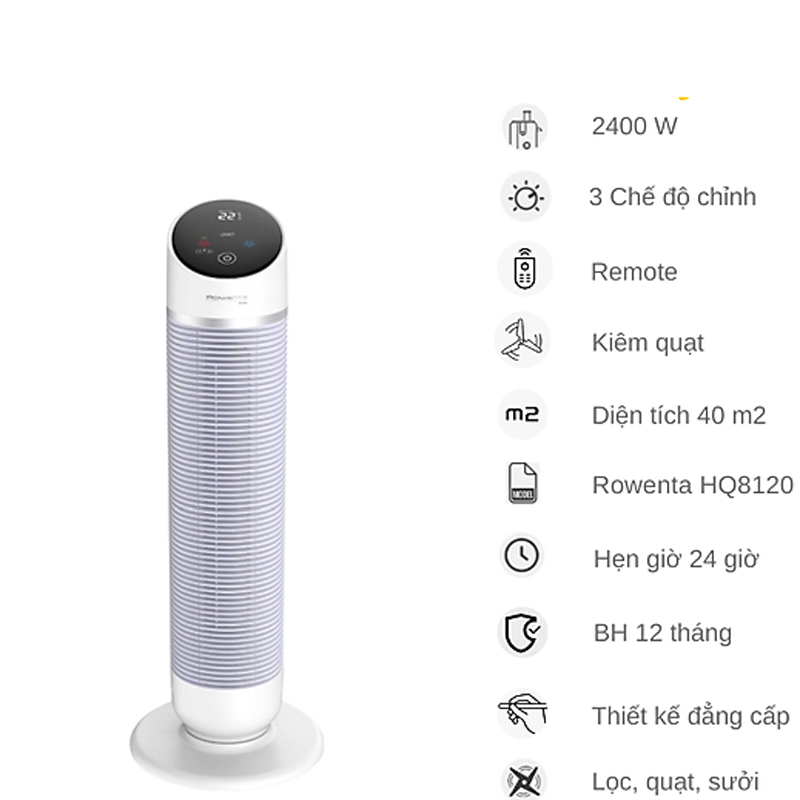Quạt tháp Rowenta Silent Comfort 3 in 1 HQ8120 - Hàng chính hãng