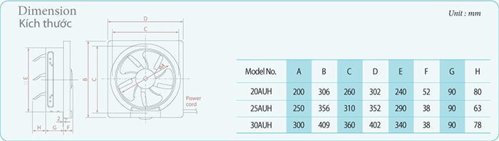 Quạt thông gió gắn tường KDK 25AUH - Hàng chính hãng