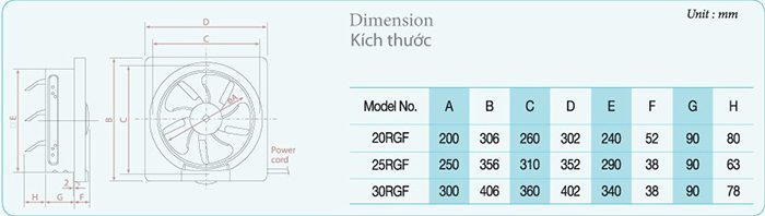 Quạt thông gió gắn tường KDK 25RGF - Hàng chính hãng