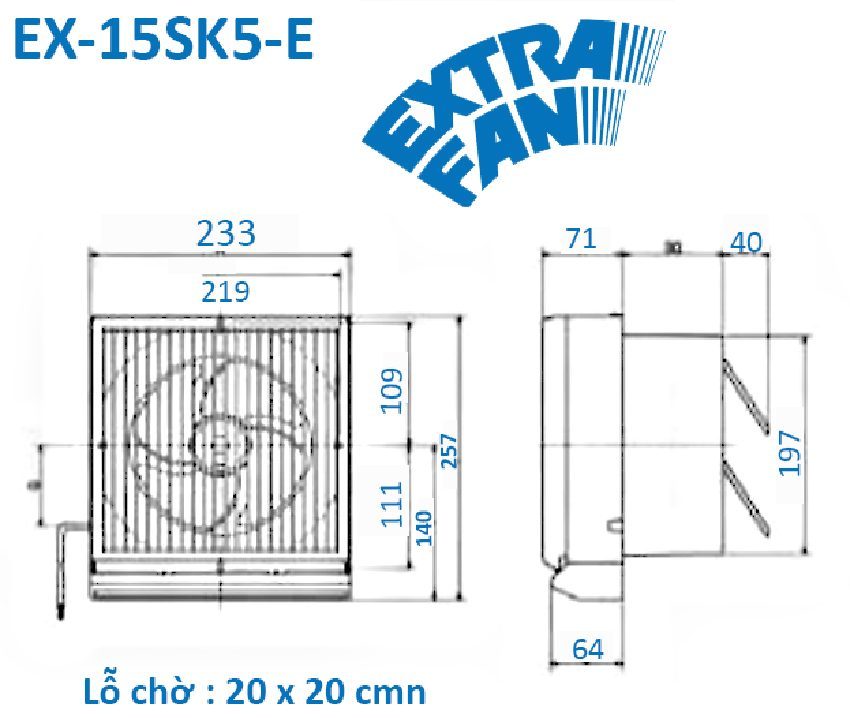 Quạt hút ốp tường có lưới Mitsubishi EX-15SK5-E