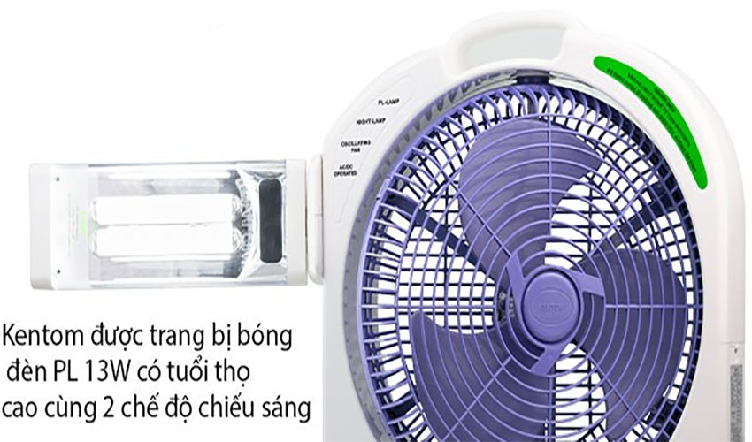 Đèn chiếu sáng của Quạt tích điện 2 bình Kentom KT-9200