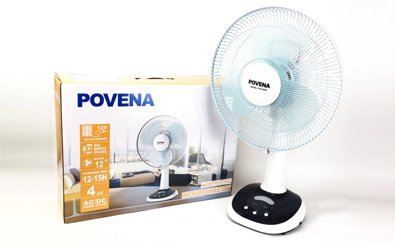 Quạt tích điện Povena PVN-5612 - Hàng chính hãng