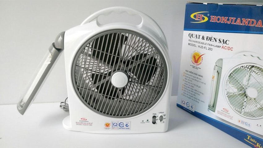 Quạt tích điện và đèn sạc Honjianda HJD-FL 203 - 2 bình - Hàng chính hãng