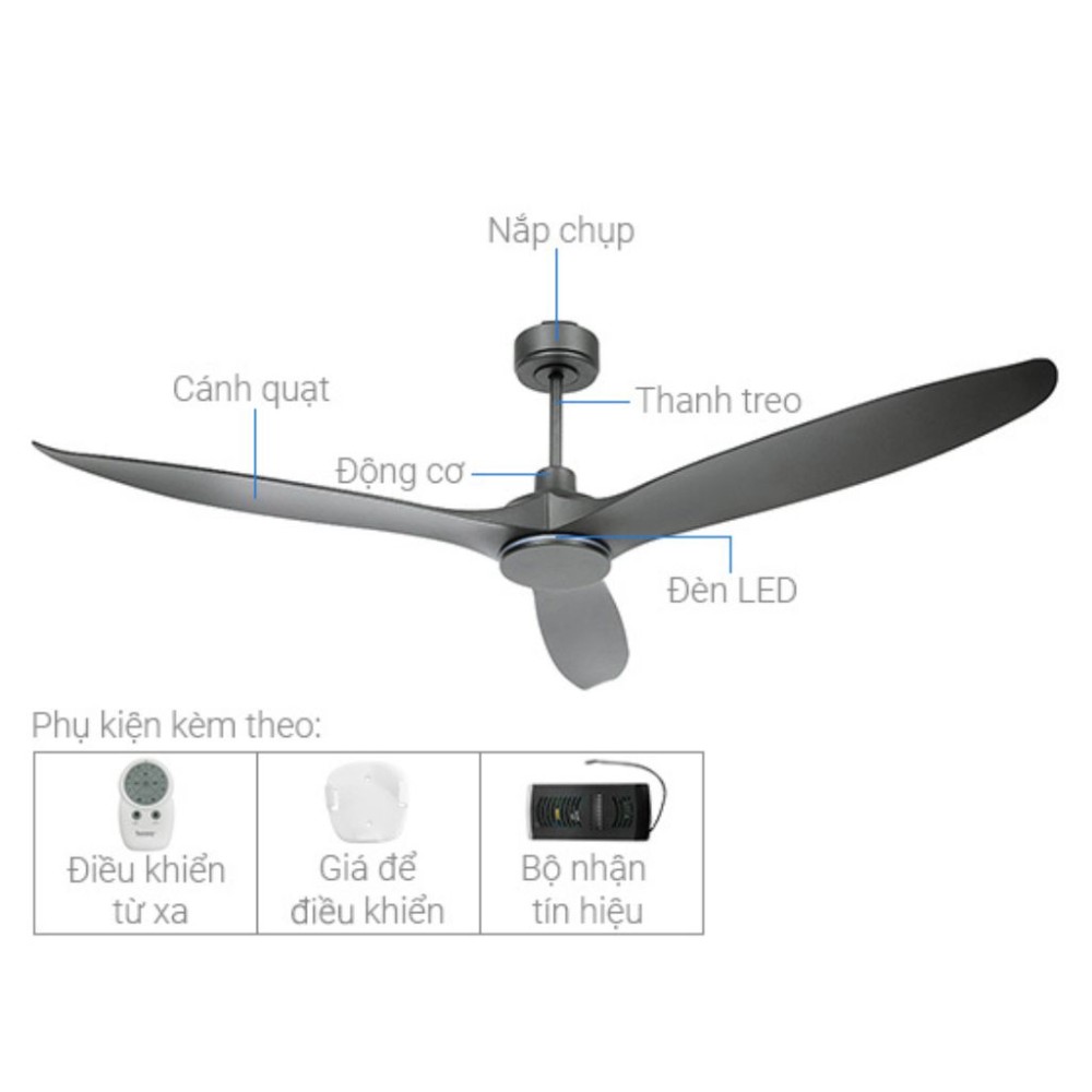 Quạt trần 3 cánh Benny BDC60RM - 33W - Hàng chính hãng