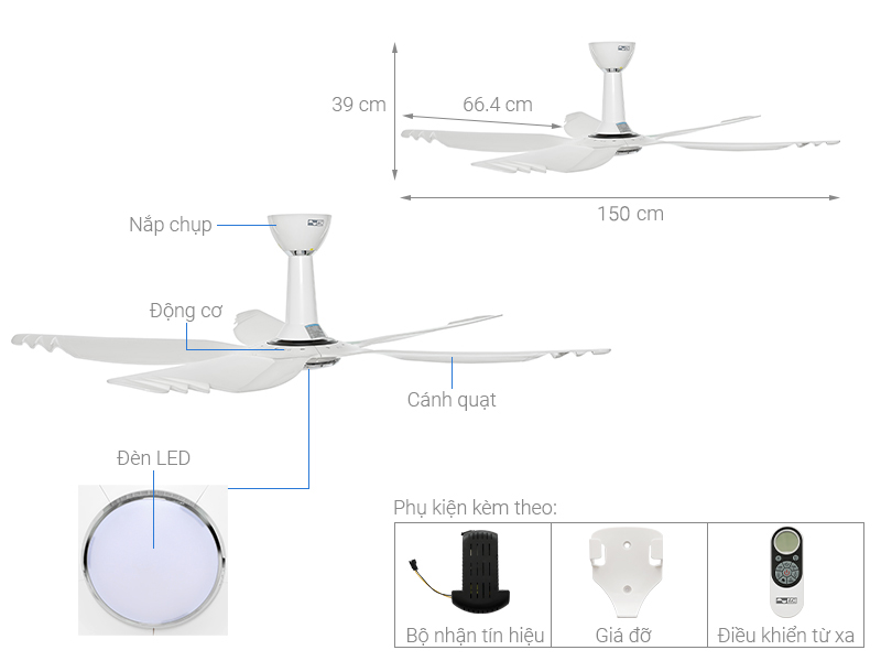 Quạt trần 5 cánh AC ACF04D605-W - Hàng chính hãng