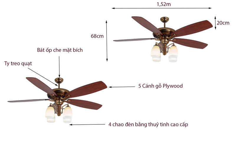 Quạt trần 5 cánh Mr.Vũ LEGEND - Hàng chính hãng