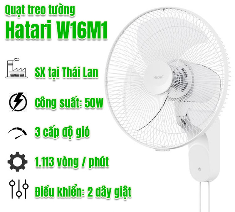 Quạt treo tường Hatari W16M1 - Hàng chính hãng