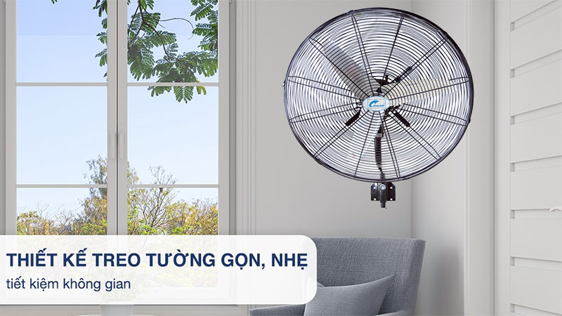Thiết kế treo tường của Quạt treo tường công nghiệp Ching Hai W24-3T