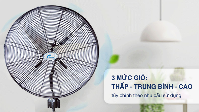 3 mức gió của Quạt treo tường công nghiệp Ching Hai W24-3T
