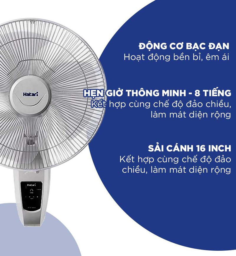 Quạt treo tường Hatari HT-W16R1 - Hàng chính hãng