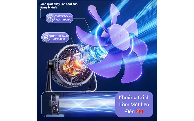 Quạt sạc tích điện Tiross TS2285 - Hàng chính hãng