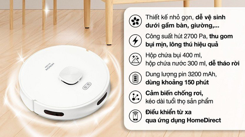 Robot hút bụi lau nhà Hitachi RV-X20M - Hàng chính hãng