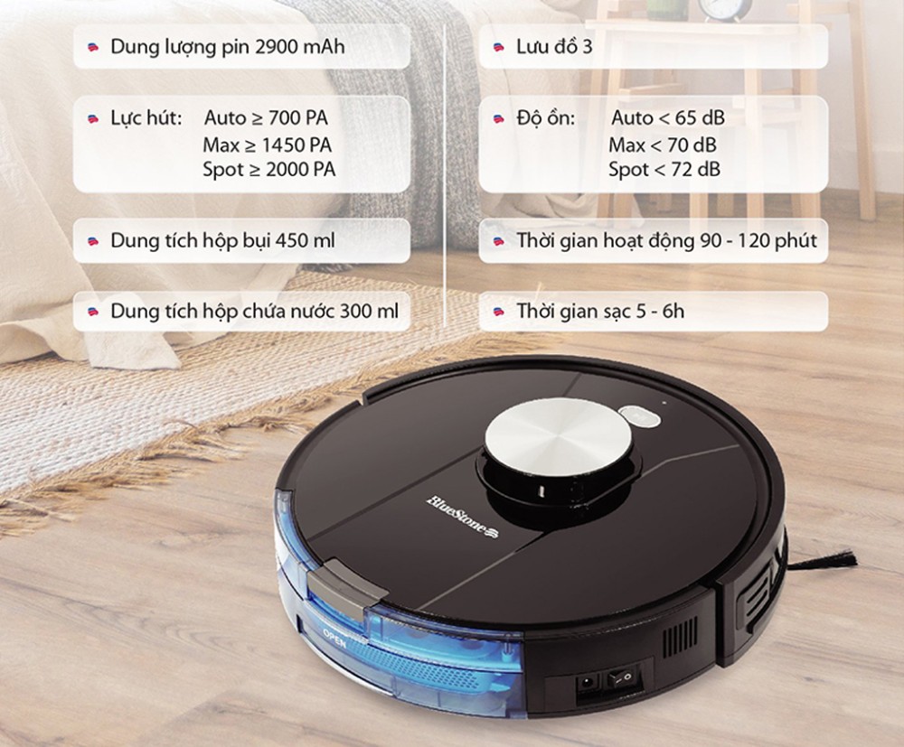 Robot hút bụi BlueStone RVB-9731 - Hàng chính hãng