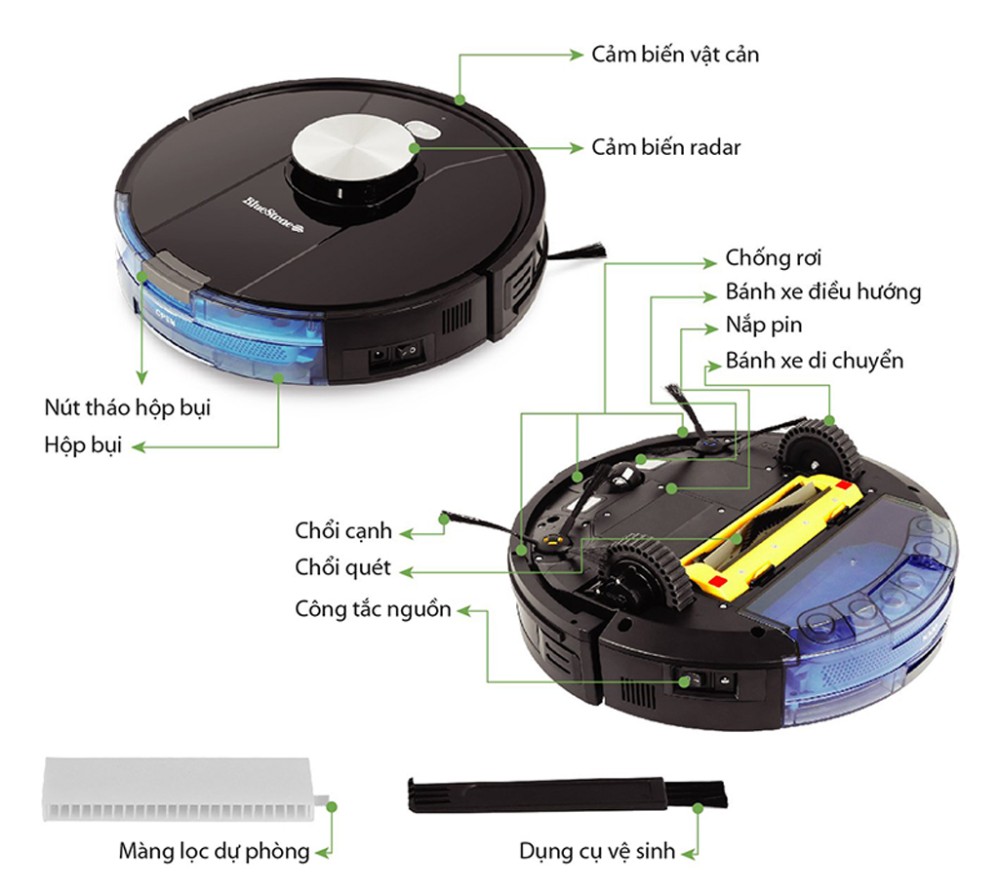 Robot hút bụi BlueStone RVB-9731 - Hàng chính hãng
