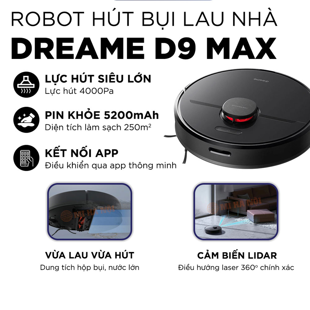 Robot hút bụi Xiaomi Dreame D9 Max - Hàng chính hãng