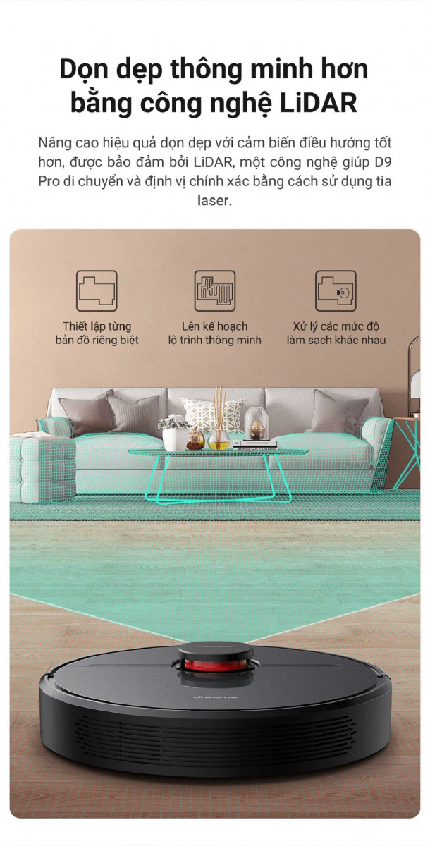 Robot hút bụi Xiaomi Dreame D9 Max - Hàng chính hãng
