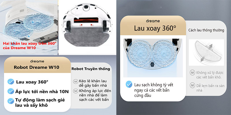 Robot hút bụi lau nhà Dreame Bot W10 - Hàng chính hãng