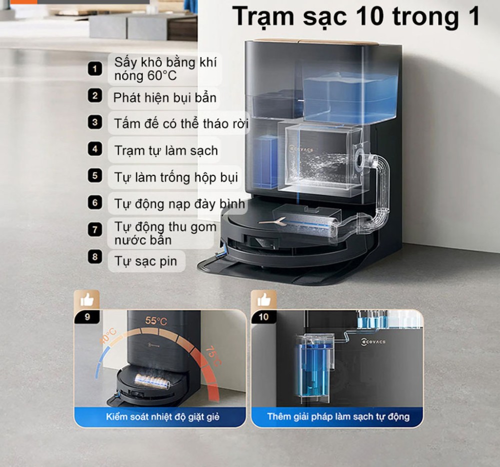 Robot hút bụi lau nhà Ecovacs Deebot X9 Pro Omni - Hàng chính hãng