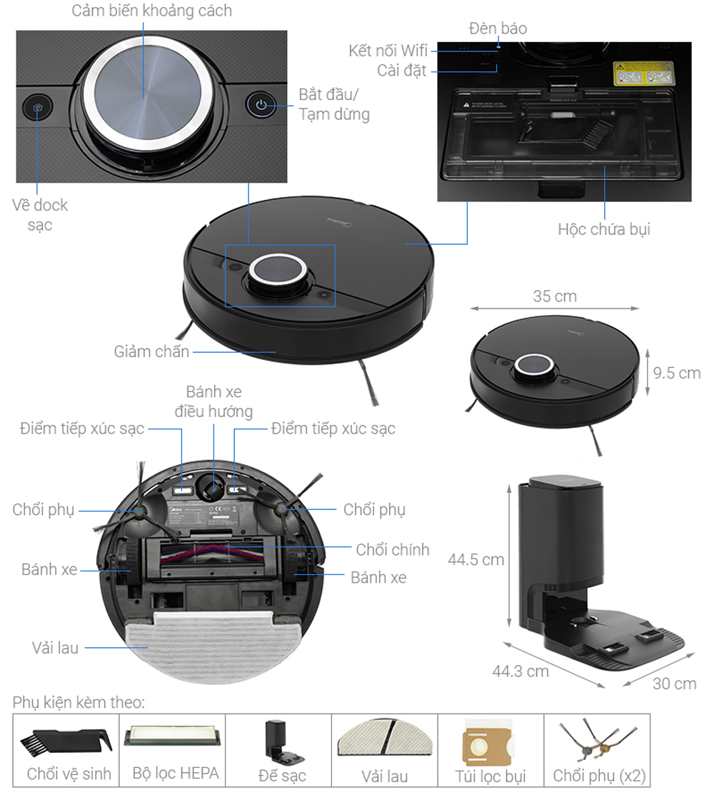 Robot hút bụi Midea S8+ - Hàng chính hãng