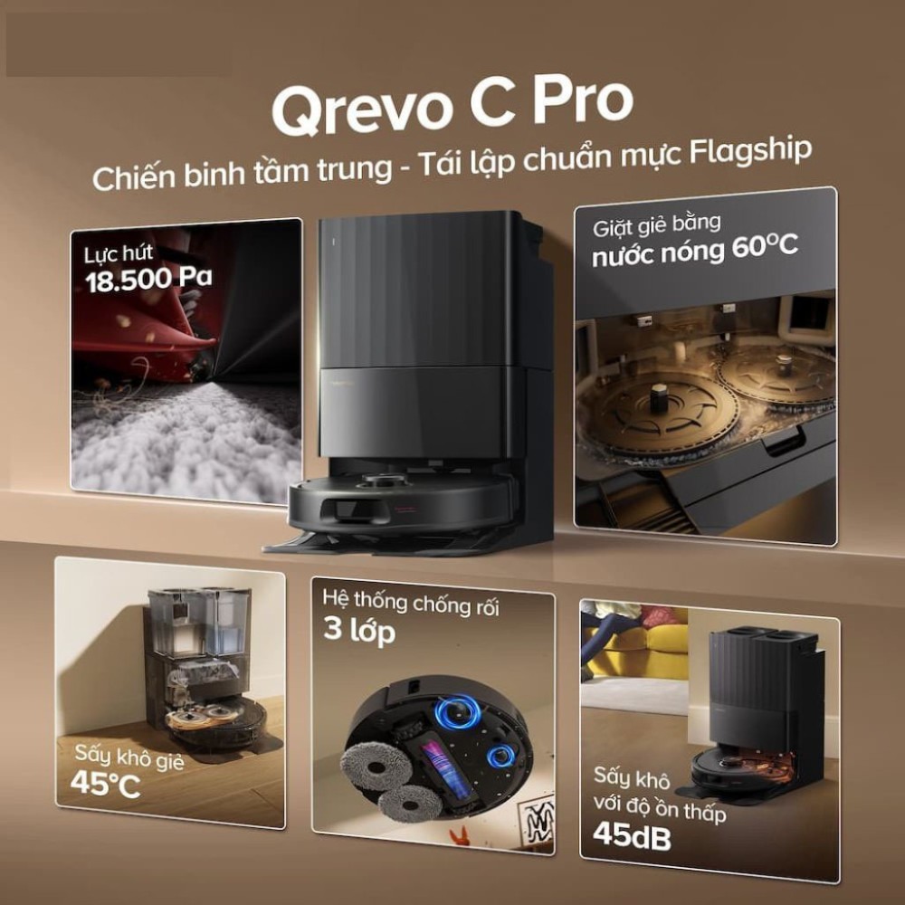 Robot hút bụi lau nhà Roborock Qrevo C Pro - Hàng chính hãng
