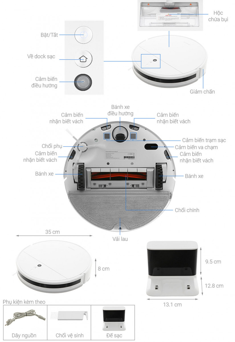 Robot hút bụi lau nhà Xiaomi Dreame F9 - Hàng chính hãng