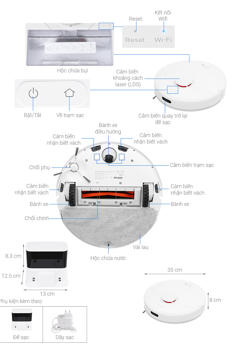 Robot hút bụi lau nhà Dreame F9 PRO - Hàng chính hãng