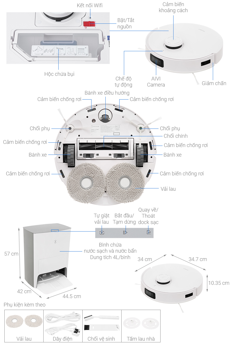 Robot hút bụi lau nhà Ecovacs T10 OMNI - Hàng chính hãng