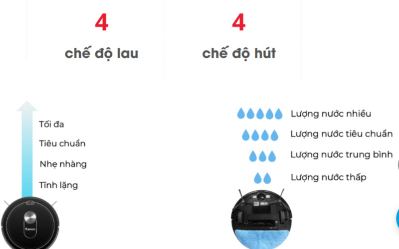 Robot hút bụi lau nhà Rapido HECQUYN 2 - Hàng chính hãng