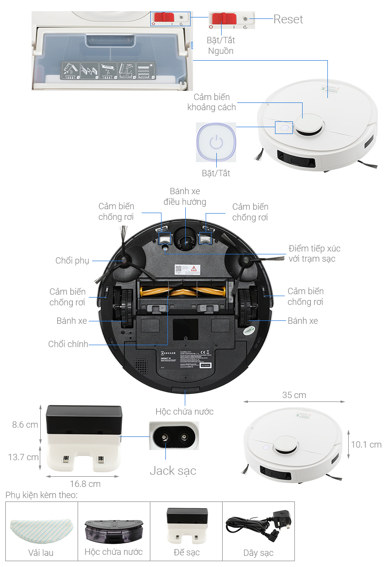 Robot hút bụi lau nhà Ecovacs Deebot T9 - Hàng chính hãng